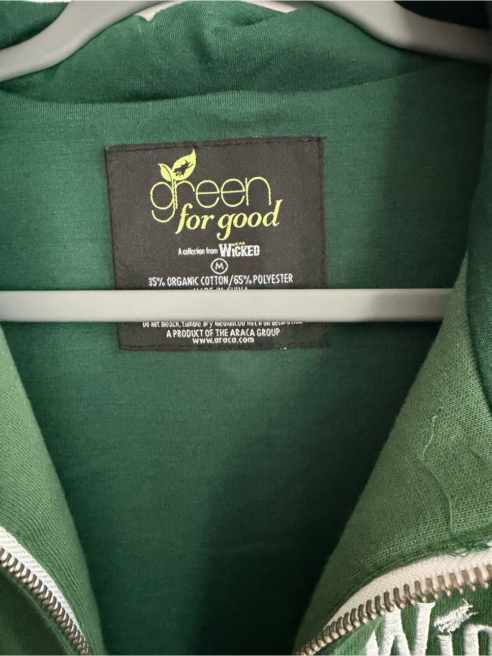 Wicked Green Full-Zip Hoodie Jacket Unisex  size Medium BROADWAY - Picture 4 of 12